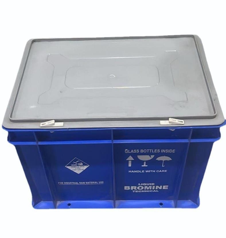 Sealed HDPE crate for bottled liquid bromine